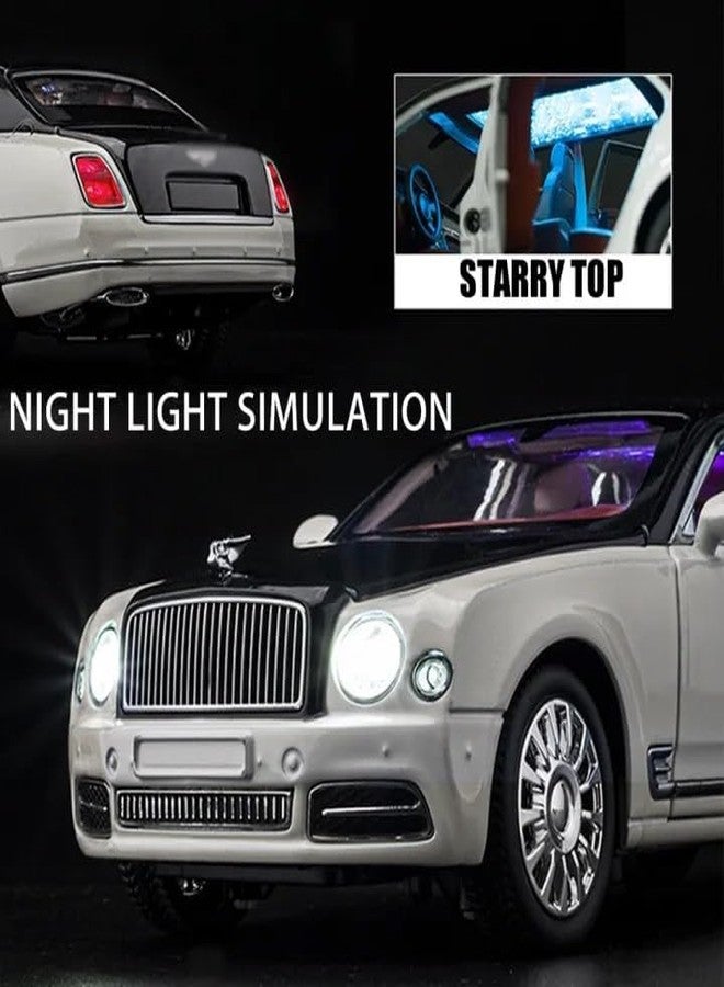 PEZYOX Exclusive Alloy Metal Pull Back Die-cast Car Model with Sound Light Mini Auto Toy for Kids Metal Model Toy Car with Sound and Light (1.24 Scale Bently MULSANNE-Black) - Image 3